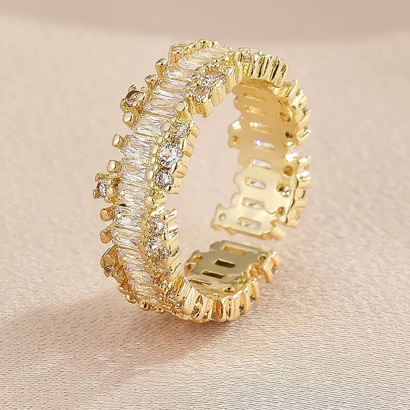 5pcs High-End Exaggerated Composite Cubic Zirconia Rings, Trendy Style